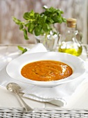 Gazpacho in a soup plate