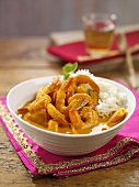 Prawn curry with rice (India)