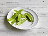 Mangetout on plate