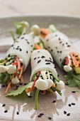 Rice paper rolls filled with mushrooms & vegetables (Asia)