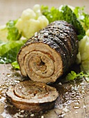 Rolled pork roast with pepper stuffing