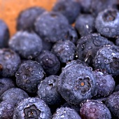 Blueberries with drops of water (close-up)