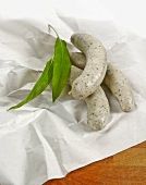 Ramsons (wild garlic) sausages on paper