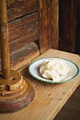 Farmhouse butter on a plate in an Alpine chalet