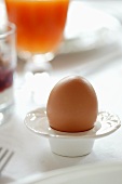 Boiled egg in egg cup