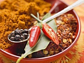 Spices for meat dishes (chilli and bay leaf)