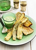 Fried vegetables with a herb sauce