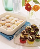 Cup cakes and chocolate almond clusters