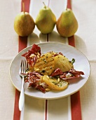 Marinierte gegrillte Birnen mit Radicchio und Pinienkernen