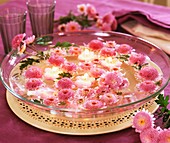 Chrysanthemum flowers and floating candles