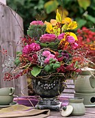 Autumnal arrangement with ornamental cabbage