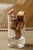 Croutons in a glass