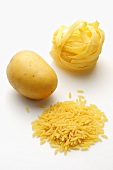Rice, pasta and a potato