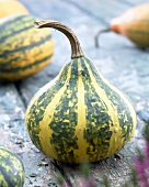 Yellow and green striped pumpkin