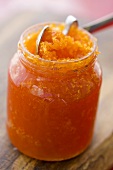 Carrot jam in screw-top jar