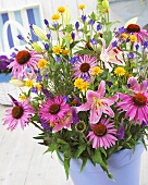 Summer flowers in ceramic pot