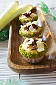 Chocolate muffins with pistachios for football-themed event
