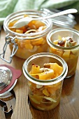 Pickled pumpkin in preserving jars