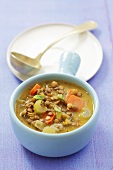 Lentil soup with celery and carrots