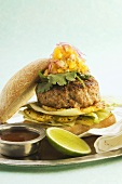 Burger with exotic fruit