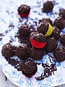 Rum truffles with chocolate vermicelli