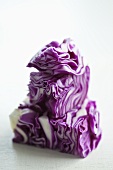 Pieces of red cabbage, stacked