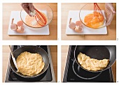 Making cheese omelette