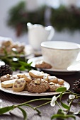 Plate of biscuits with mistletoe