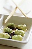 Green soya beans with sea salt and soy sauce