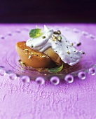 Poached peach with pistachio yoghurt