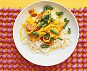 Tofu and vegetable curry on rice