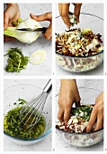Making fennel & radicchio salad with Gorgonzola & walnuts