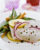 Cod with spring vegetables