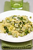Fettuccine with beans and peas