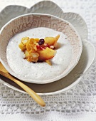 Almond soup with apple compote