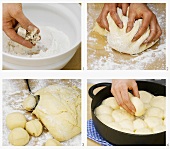 Making Dampfnudeln (steamed dumplings)