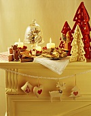 Assorted Christmas biscuits on mantlepiece