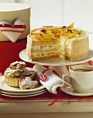 Orange marzipan cake and stollen pieces