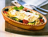 Spaghetti and courgette gratin