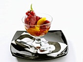 Sorbet with pomegranate seeds and fruit