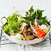 Mixed salad with fried mushrooms