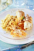 Chicken rolls with rice and grated carrots