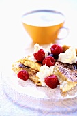 Omelette with raspberries and cream
