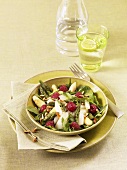 Asparagus and raspberry salad with spinach and rocket