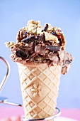 Fake ice cream (Cornflakes and chocolate cream in cone)