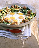 Eggs with vegetables and shrimps