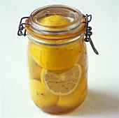 Pickled lemons in jar