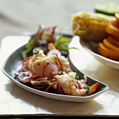 Ceviche with king prawns and salmon