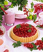 Summery redcurrant flan and fruit quark
