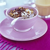 Rolled oats with nuts and grated chocolate